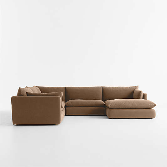 Unwind Modular 6-Piece Slipcovered Sectional Sofa with Ottoman
