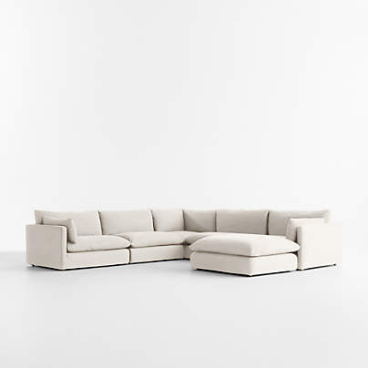 Unwind Modular 6-Piece Slipcovered Sectional Sofa with Ottoman