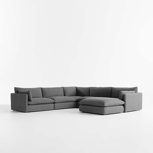 Unwind Modular 6-Piece Slipcovered Sectional Sofa with Ottoman