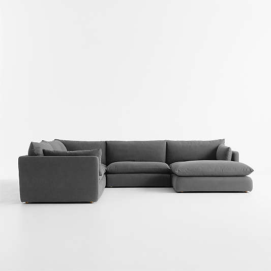 Unwind Modular 6-Piece Slipcovered Sectional Sofa with Ottoman