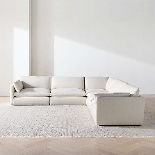 Unwind Modular 5-Piece L-Shaped Slipcovered Sectional Sofa