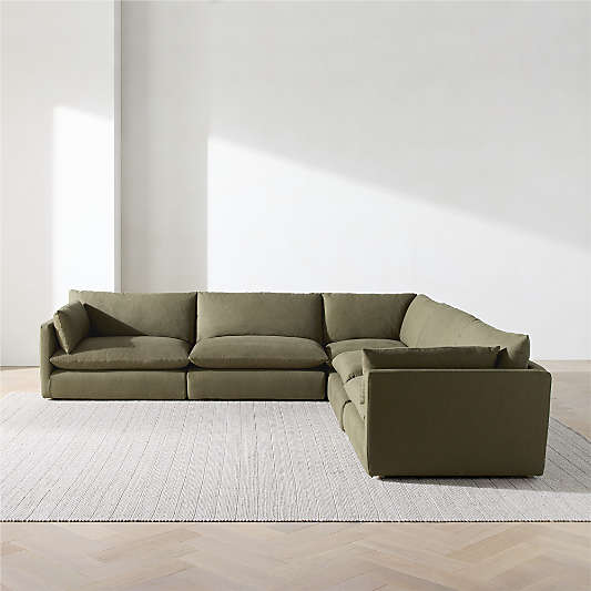 Unwind Modular 5-Piece L-Shaped Slipcovered Sectional Sofa