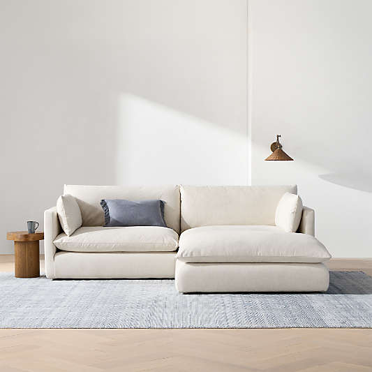 Unwind Modular 3-Piece Slipcovered Reversible Sectional Sofa with Ottoman