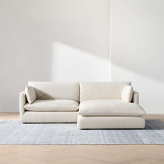 Unwind Modular 3-Piece Slipcovered Reversible Sectional Sofa with Ottoman