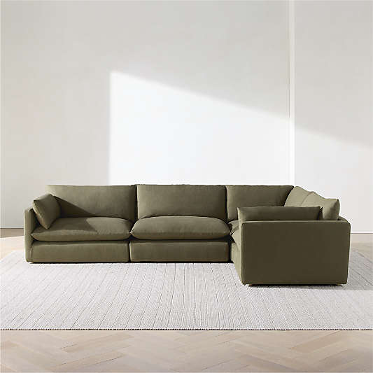 Unwind Modular 4-Piece L-Shaped Slipcovered Sectional Sofa