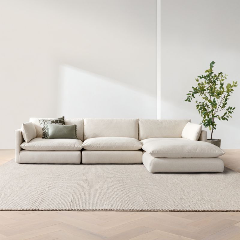 Unwind Modular 4-Piece Slipcovered Reversible Sectional Sofa with Ottoman - image 3 of 17