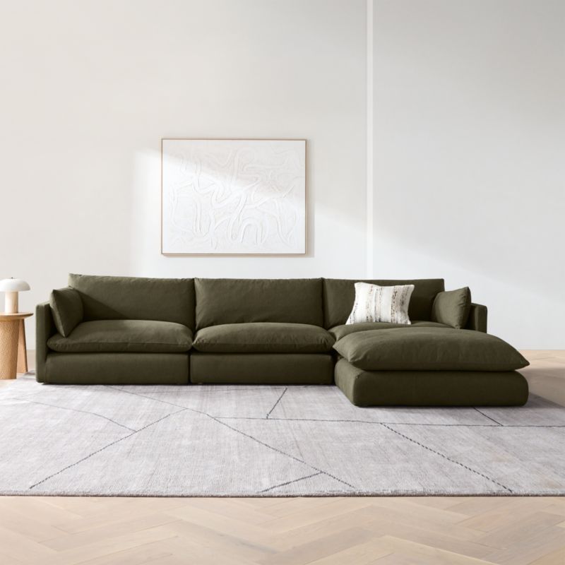 Unwind Modular 4-Piece Slipcovered Reversible Sectional Sofa with Ottoman - image 2 of 15