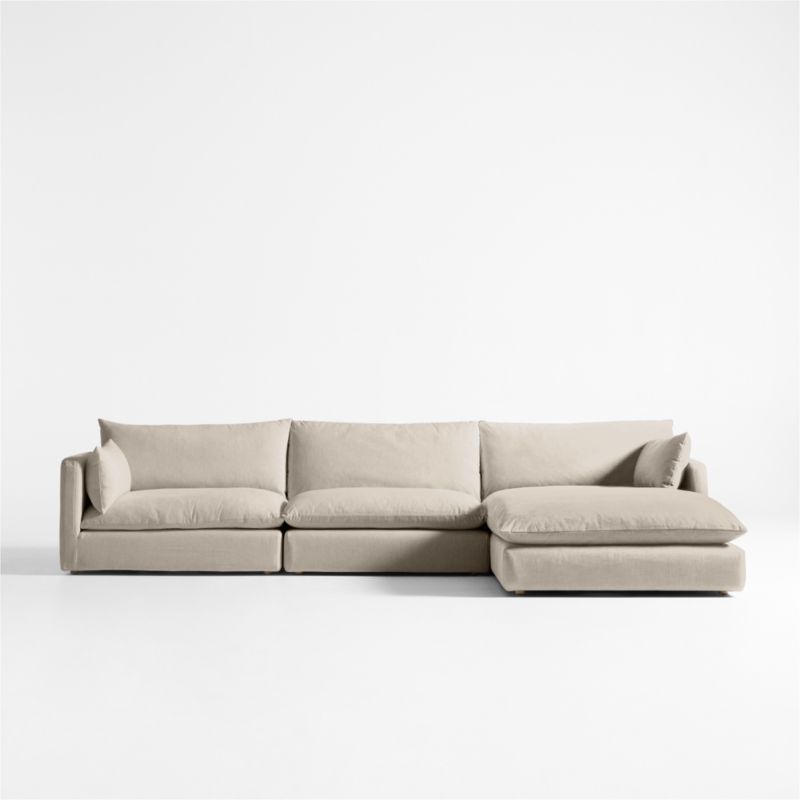 Unwind Modular 3-Piece Slipcovered Chaise Sectional Sofa - image 0 of 5