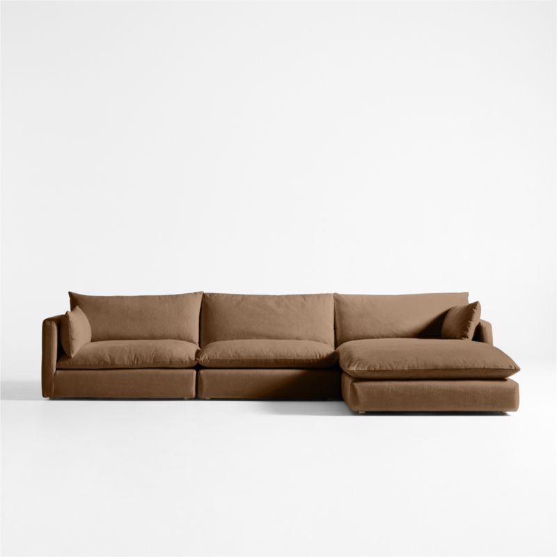 Unwind Modular 3-Piece Slipcovered Chaise Sectional Sofa - image 0 of 5