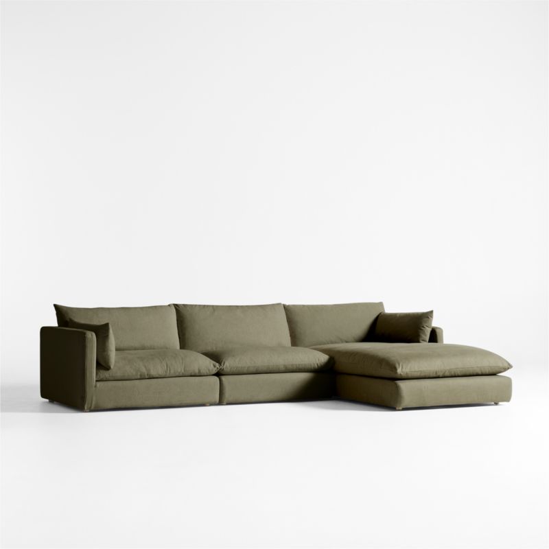 Unwind Modular 3-Piece Slipcovered Chaise Sectional Sofa - image 3 of 7