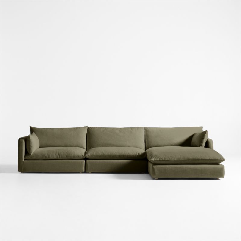 Unwind Modular 3-Piece Slipcovered Chaise Sectional Sofa - image 0 of 7