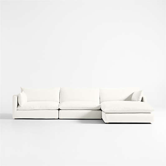 Unwind Modular 3-Piece Slipcovered Chaise Sectional Sofa