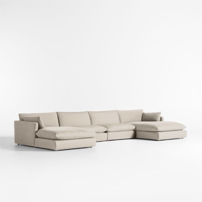 Unwind Modular 4-Piece Slipcovered Double-Chaise Sectional Sofa - image 1 of 5