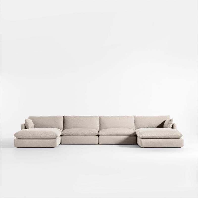 Unwind Modular 4-Piece Slipcovered Double-Chaise Sectional Sofa - image 0 of 5