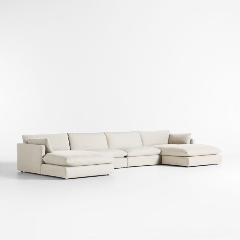 Unwind Modular 4-Piece Slipcovered Double-Chaise Sectional Sofa - image 1 of 5