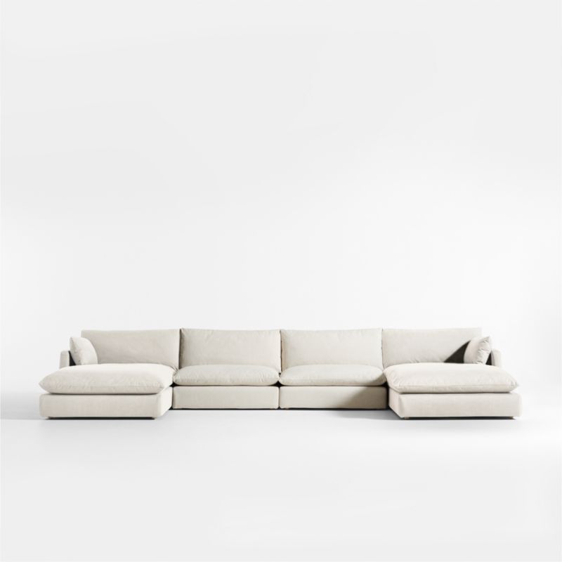 Unwind Modular 4-Piece Slipcovered Double-Chaise Sectional Sofa - image 0 of 5