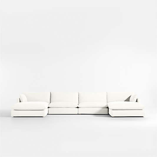 Unwind Modular 4-Piece Slipcovered Double-Chaise Sectional Sofa