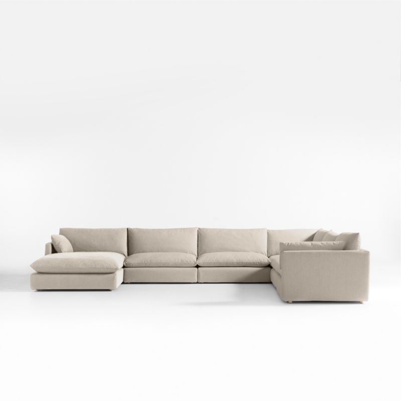 Unwind Modular 6-Piece Slipcovered Corner Sectional Sofa with Chaise Lounge - image 1 of 5