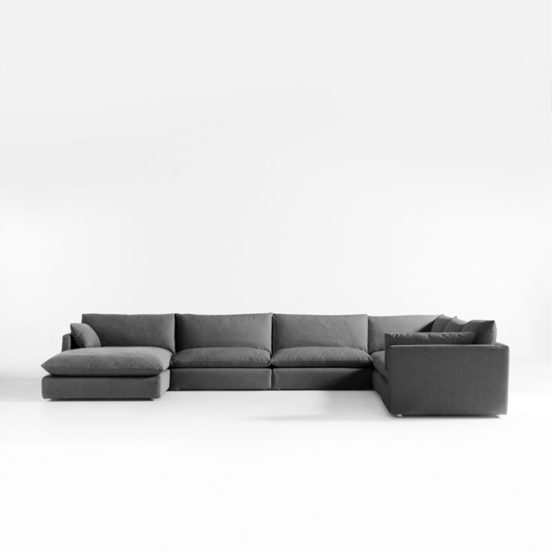 Unwind Modular 6-Piece Slipcovered Corner Sectional Sofa with Chaise Lounge - image 1 of 5