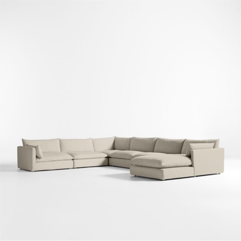 Unwind Modular 6-Piece Slipcovered Corner Sectional Sofa with Chaise Lounge - image 0 of 5