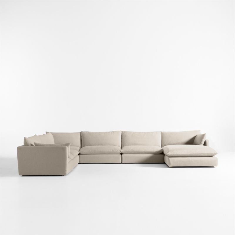 Unwind Modular 6-Piece Slipcovered Corner Sectional Sofa with Chaise Lounge - image 1 of 5