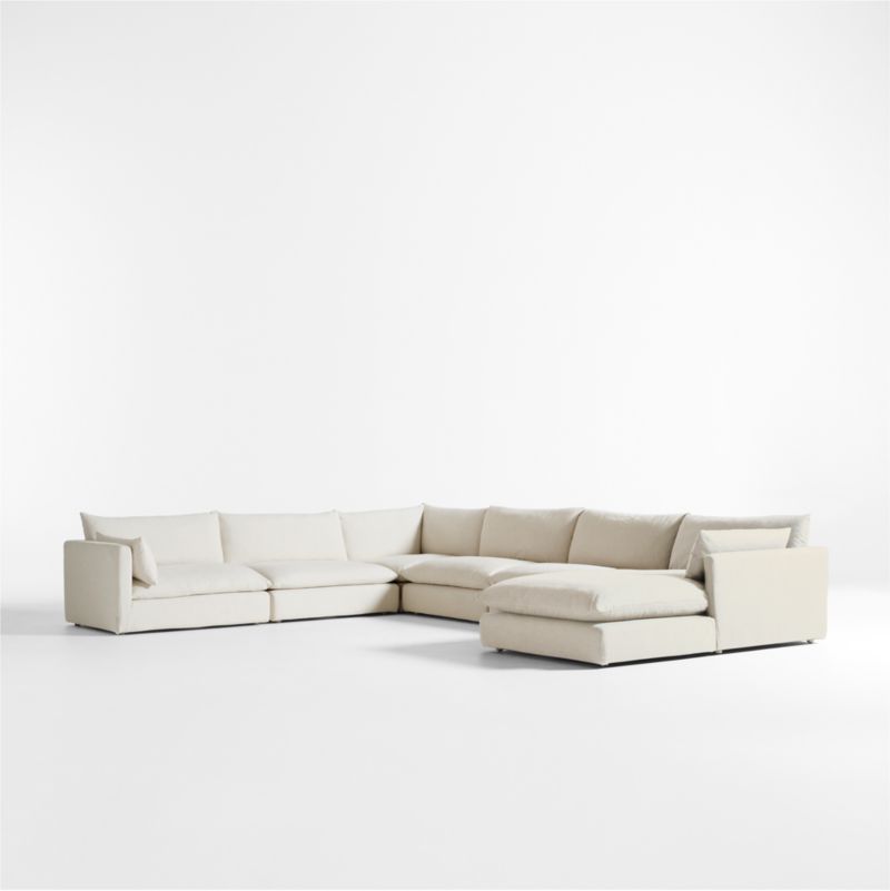 Unwind Modular 6-Piece Slipcovered Corner Sectional Sofa with Chaise Lounge - image 0 of 5