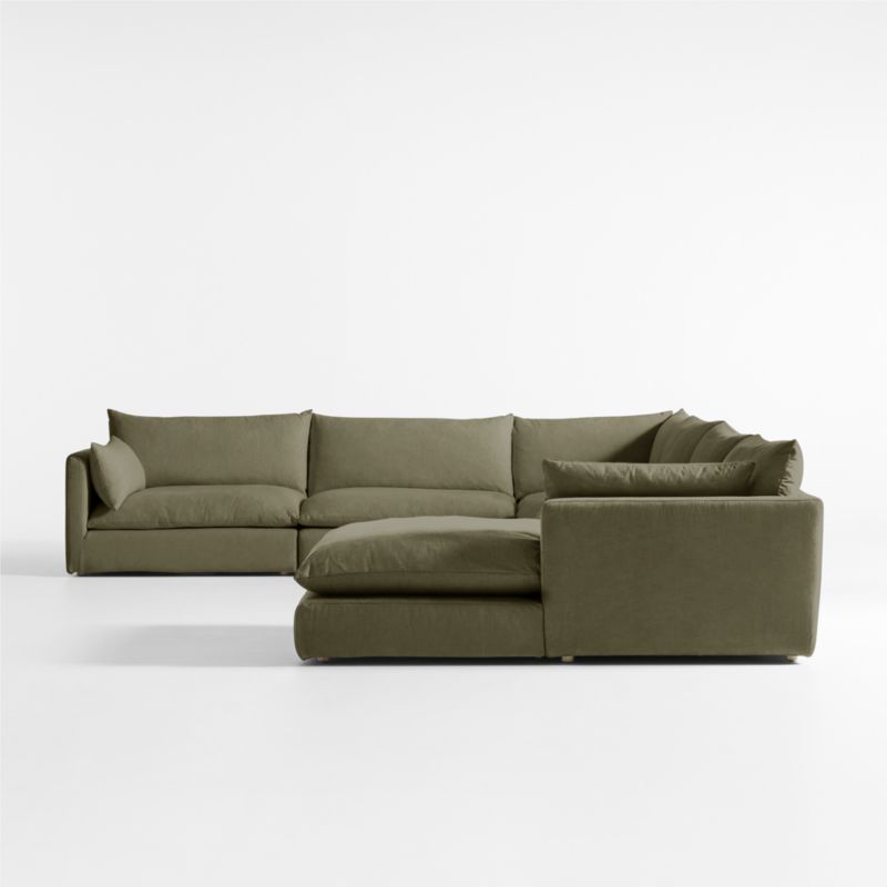 Unwind Modular 6-Piece Slipcovered Corner Sectional Sofa with Chaise Lounge - image 4 of 7