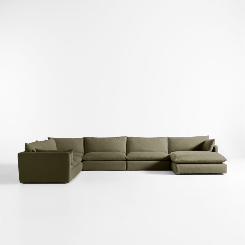 Unwind Modular 6-Piece Slipcovered Corner Sectional Sofa with Chaise Lounge - image 3 of 7