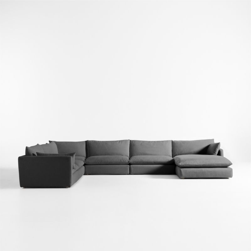 Unwind Modular 6-Piece Slipcovered Corner Sectional Sofa with Chaise Lounge - image 1 of 5