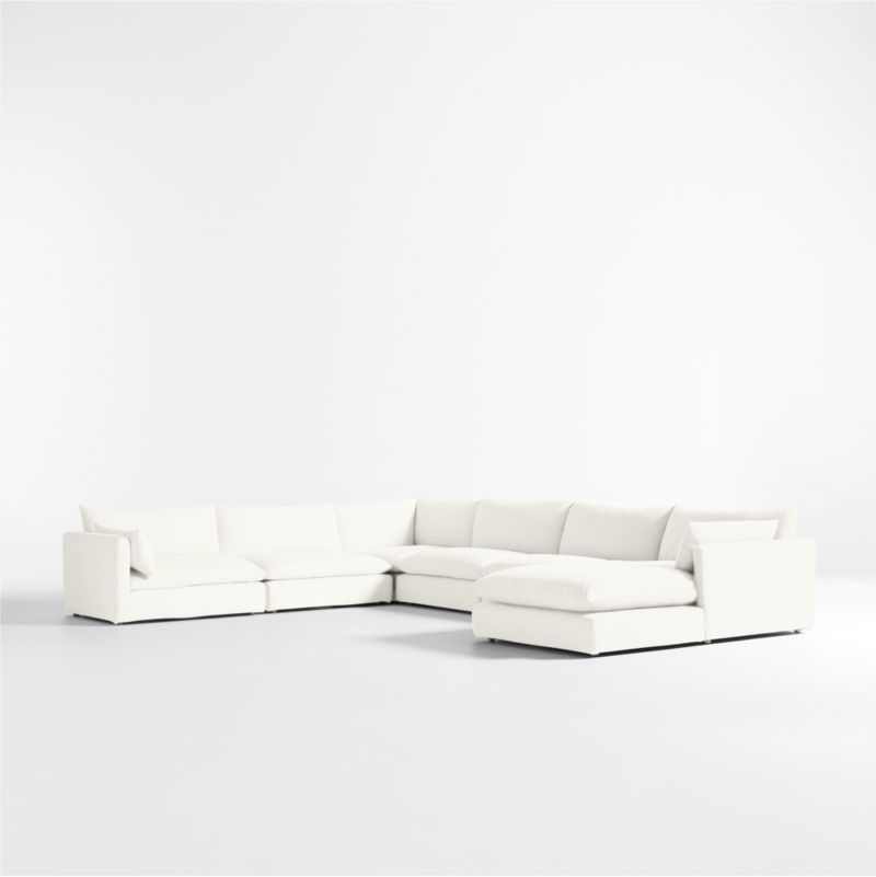 Unwind Modular 6-Piece Slipcovered Corner Sectional Sofa with Chaise Lounge - image 0 of 5