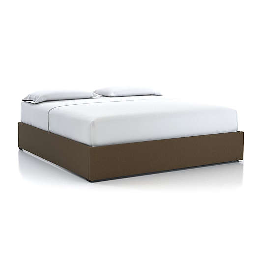 King Upholstered Gas-Lift Storage Bed Base Bark