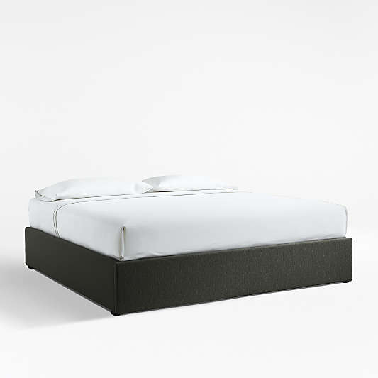 King Upholstered Gas-Lift Storage Bed Base Fog