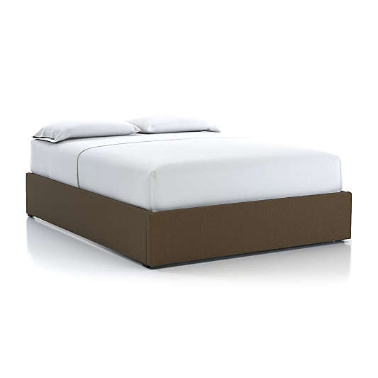 Queen Upholstered Gas-Lift Storage Bed Base Bark