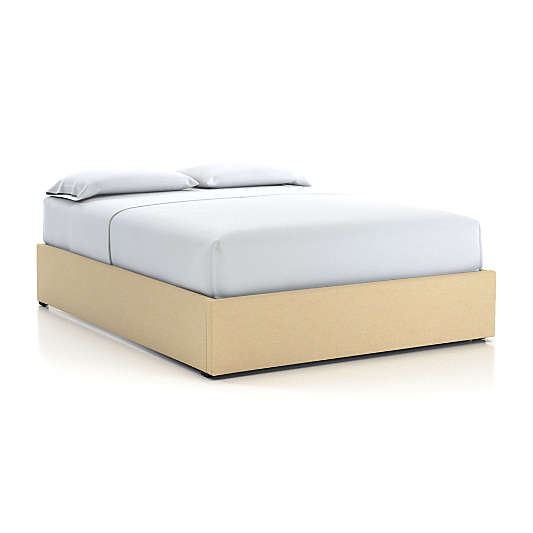 Queen Upholstered Gas-Lift Storage Bed Base Chalk