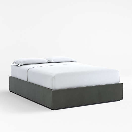 Queen Upholstered Gas-Lift Storage Bed Base Fog