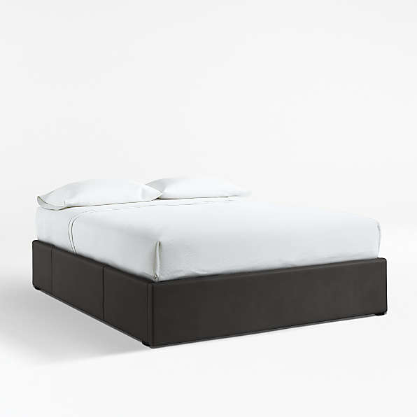 Leather Beds Crate Barrel, Black Leather Tufted Queen Headboard