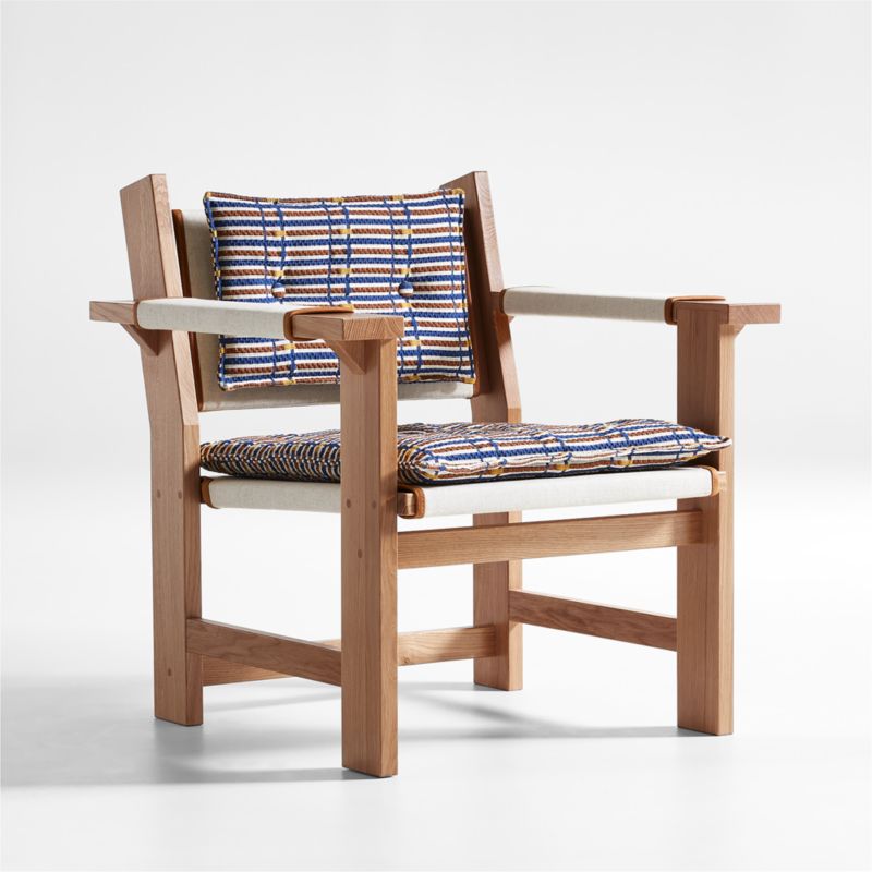 Shinola Utility Linen Wood Arm Striped Chair - image 4 of 9