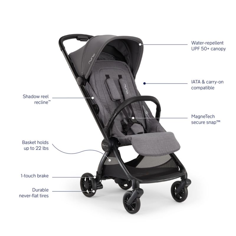 Nuna VIAA Cabn Pewter Grey Compact Travel Stroller - image 7 of 9