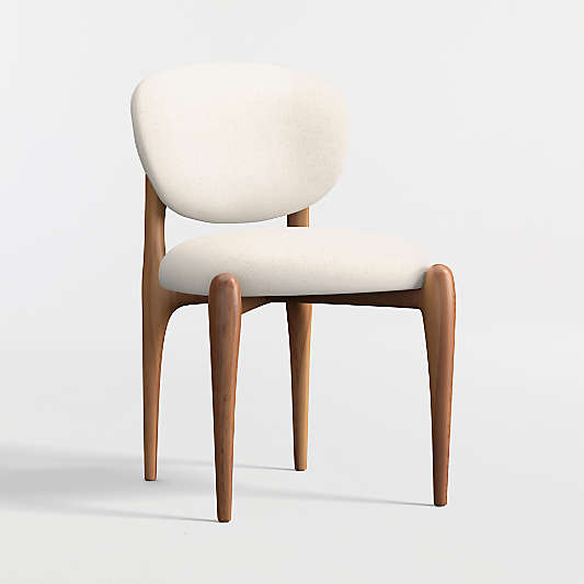 Via Ivory Fabric Walnut Wood Dining Chair