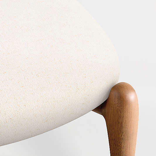 Via Ivory Fabric Walnut Wood Dining Chair