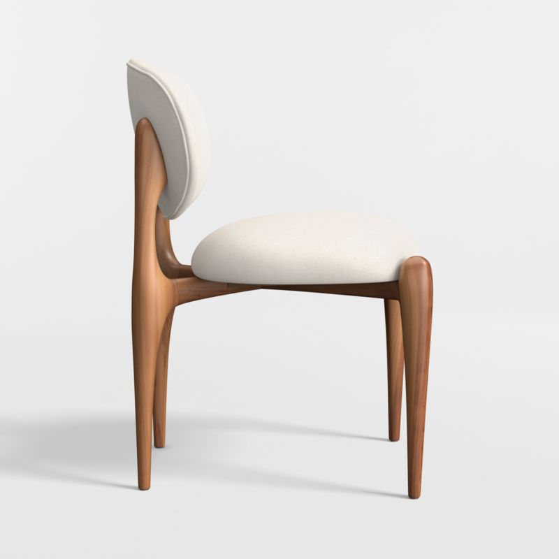 Via Ivory Fabric Walnut Wood Dining Chair - image 4 of 7