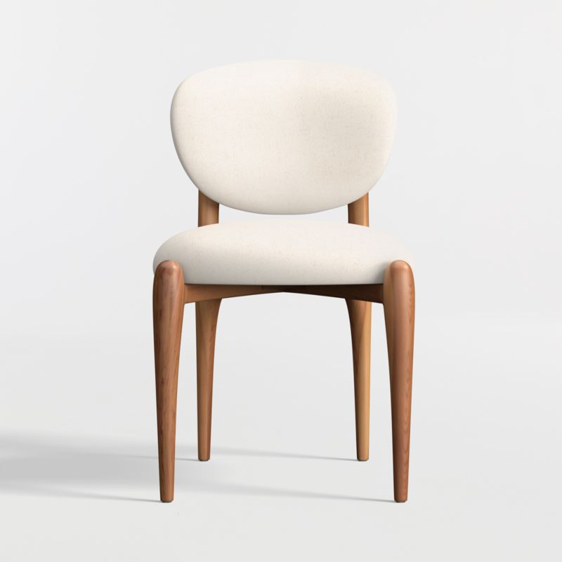 Via Ivory Fabric Walnut Wood Dining Chair - image 3 of 7