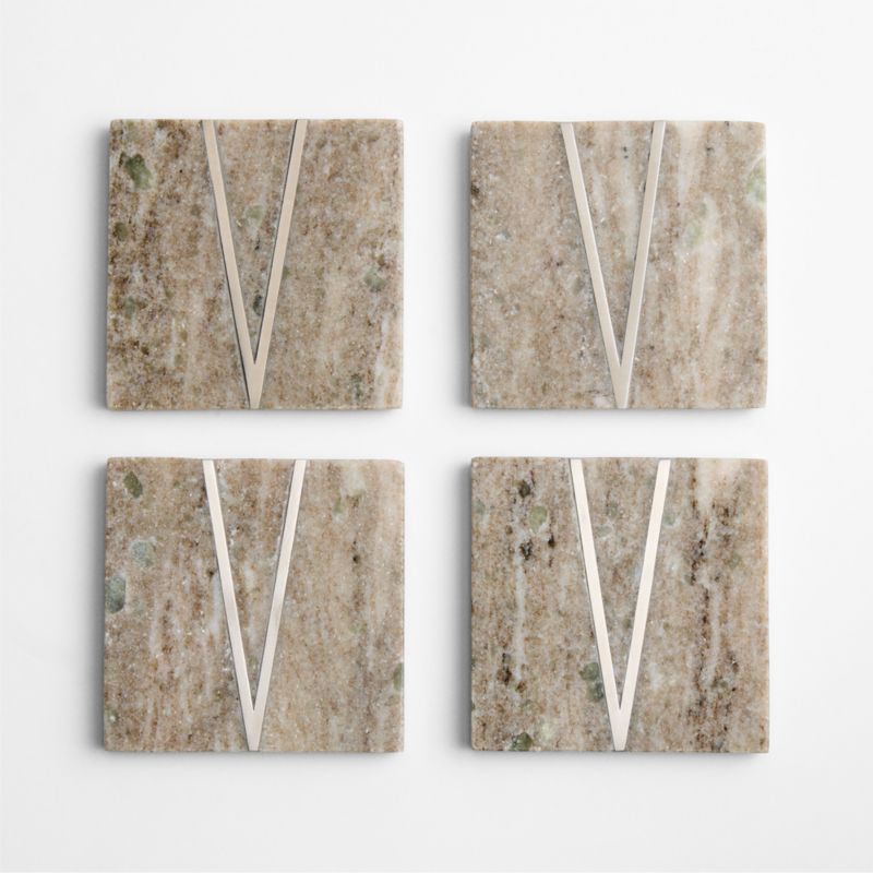 Tuscan Kitchen Marble "V" Monogram Coasters, Set of 4 - image 3 of 4