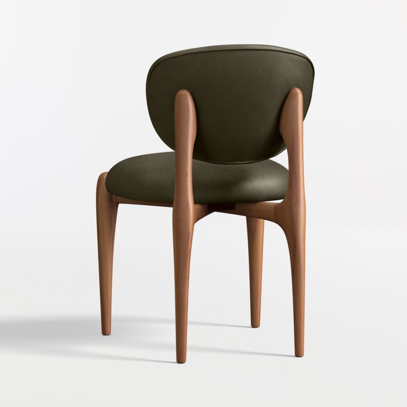 Via Olive Leather Walnut Wood Dining Chair - image 5 of 7