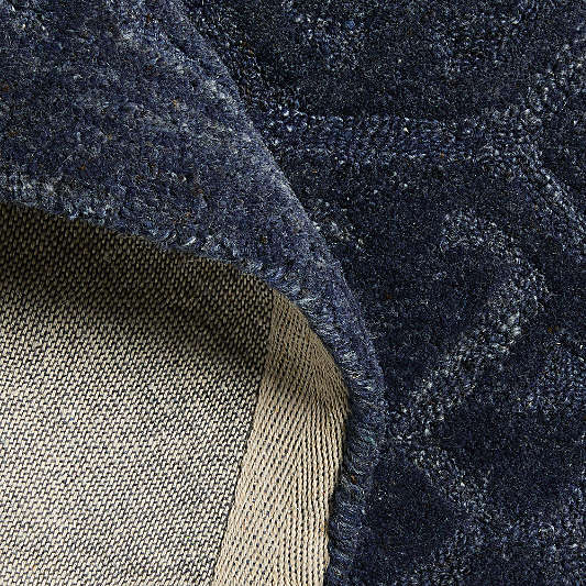 Valencia Wool Handwoven Navy Blue Rug Swatch 12"x18"