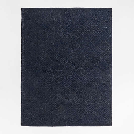 Valencia Wool Handwoven Navy Blue Area Rug