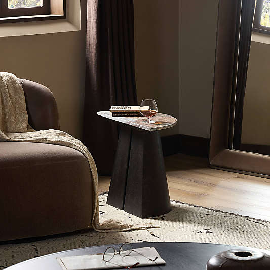 Valerie Bronze Aluminum and Marble 22" End Table