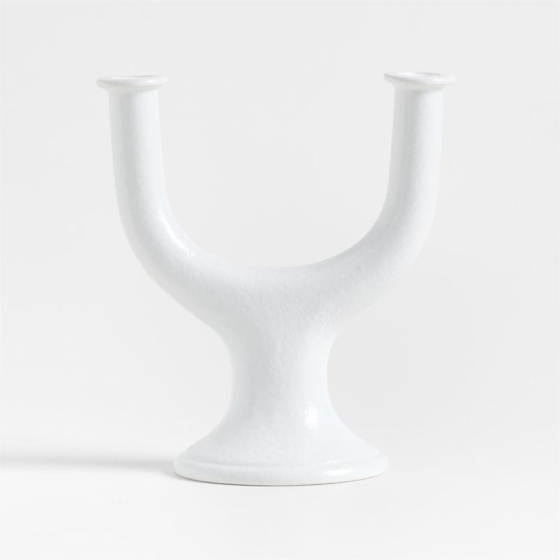 Valla White Ceramic 2-Taper Candle Holder - image 2 of 4