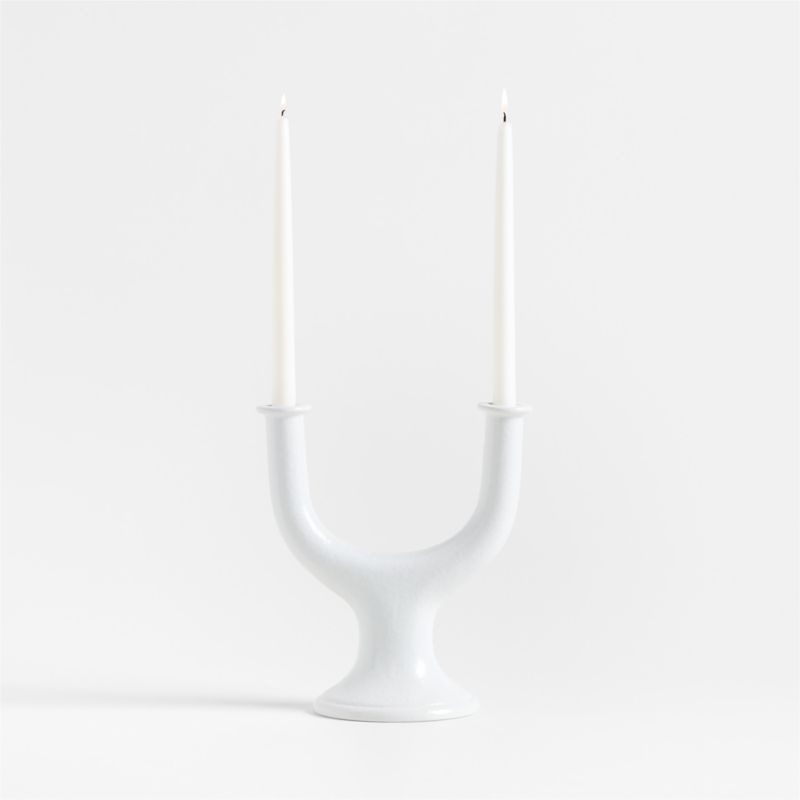 Valla White Ceramic 2-Taper Candle Holder - image 0 of 4