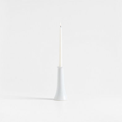 View Valla Short White Ceramic Taper Candle Holder 9" details
